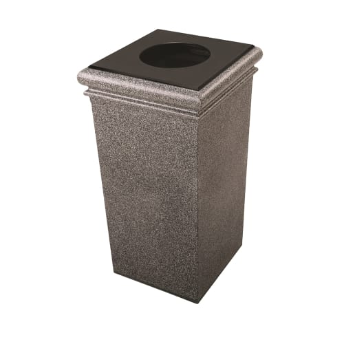 Commercial Zone StoneTec 30 Gallon Square Trash Container, Pepperstone